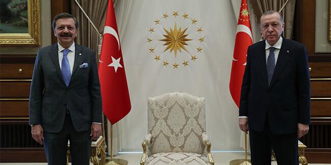 Cumhurbaşkanı Erdoğan, TOBB Başkanı Hisarcıklıoğlu’nu kabul etti